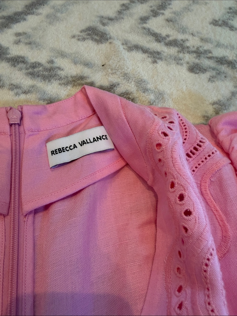 Eyelet Belted Summer Dress in Light Pink - Picture 2 of 8